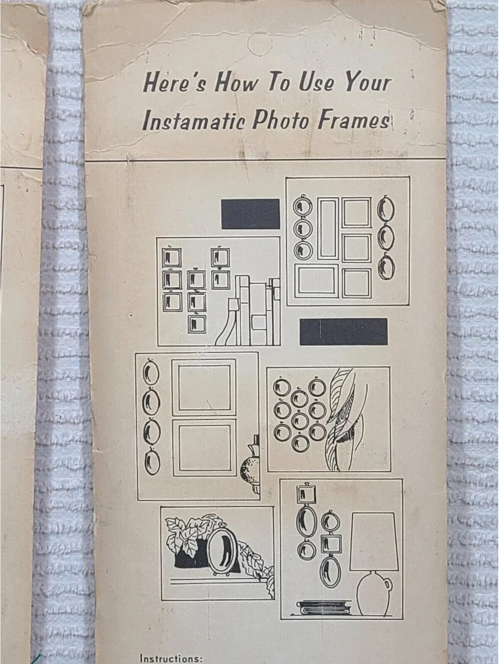Vtg 70s Photo Frames Instamatic Square Gold Plastic Chain Link NOS On Card
